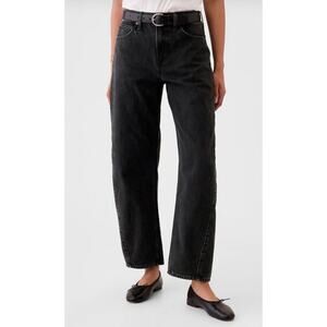 GAP Barrel Jeans High Rise Black 30/10R Sculpting Tapered Minimalist